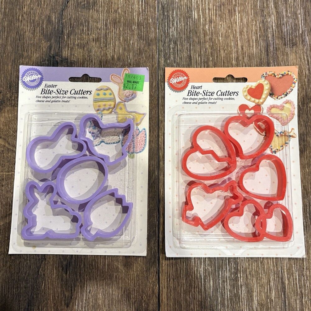 Wilton Bite Size Cookie Cutters Lot of 2 Easter & Valentine Sets NOS Vintage